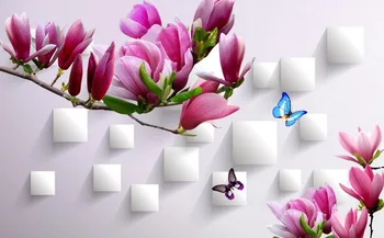 

3D stereoscopic TV backdrop butterfly magnolia Landscape wallpaper murals 3d wallpaper flower