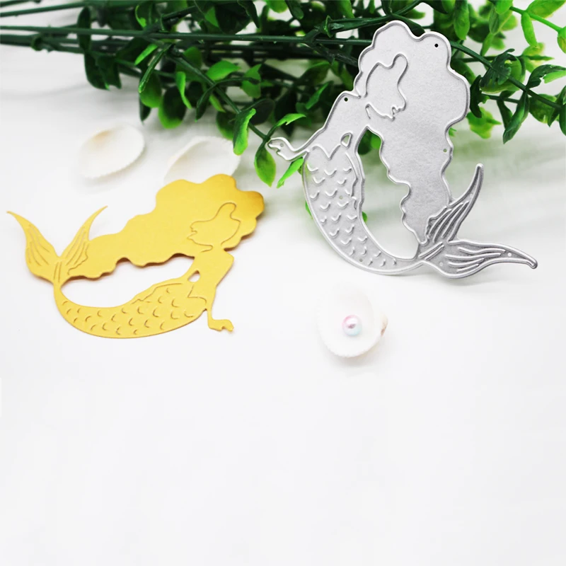 

2019 New Arrival Beautiful Mermaid Cutting Dies Stencil DIY Scrapbook Embossing Decorative Paper Card Craft Template 75x87mm