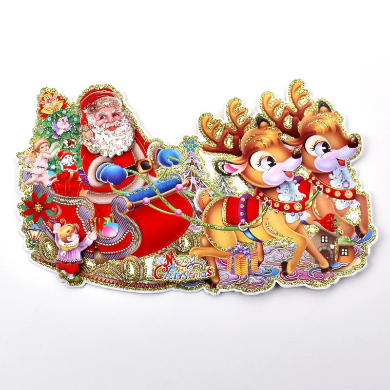 2 Pieces 1 Pair Christmas Day Decorative Stereoscopic Santa Claus Elk Sled Multicolor Paper Wall Stickers Home Decors Stickers Home Decor Wall Stickers Home Decorhome Decor Aliexpress