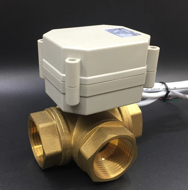 TF25 BH3 A латунь 1 ''DN25 3 Way T/L тип горизонтальный привод шаровой клапан DC12V DC24V 2/5/7