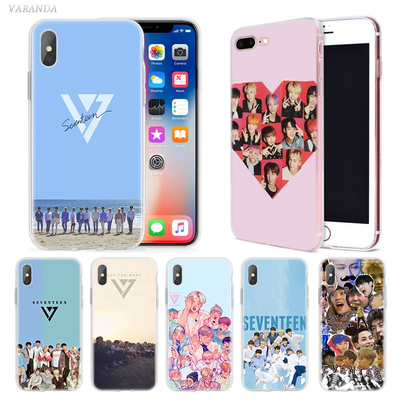 

KPop Seventeen Case For iphone XS Max XR X 10 7 7S 8 6 6S Plus 5 5SE 5C 6+ 7+ 8+ Soft Silicone Fashion Cubre Phone Cover Coque