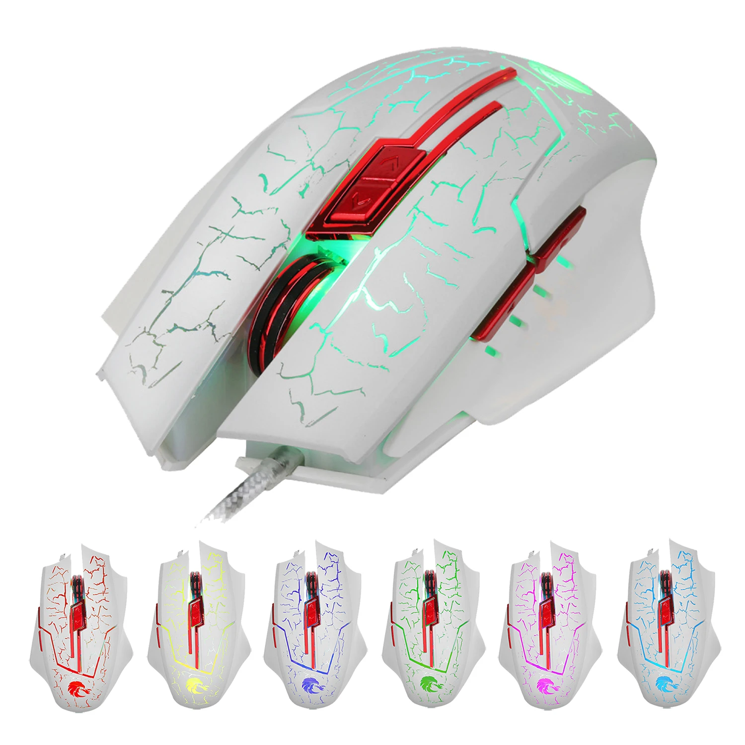 HXSJ Проводная игровая мышь USB 6 клавиш 5500 dpi Регулируемый Красочный Светодиодный свет оптическая Эргономическая мышь для настольного компьютера/ноутбука