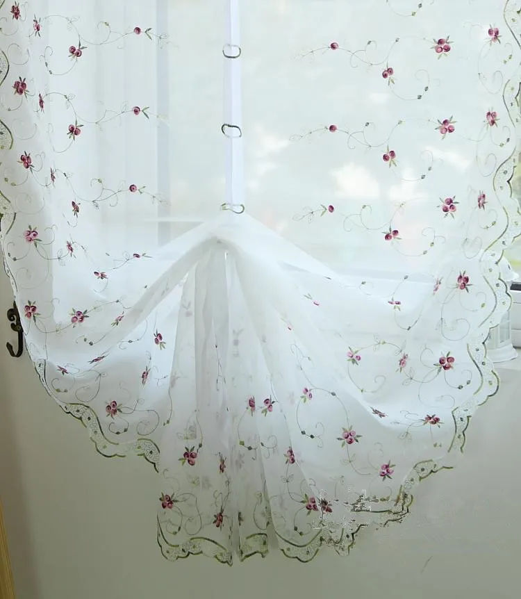 

1 Panel Purple Embroidery Small rose Balloon curtain Finished Sheer 63cm 82cm width Adjustable height
