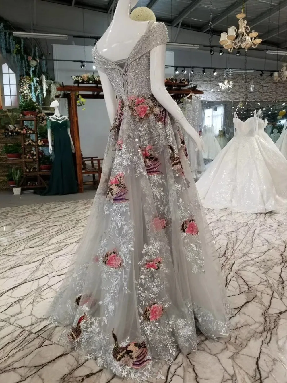 Flowers Birds Patterns Bling Crystals Celebrity Dresses
