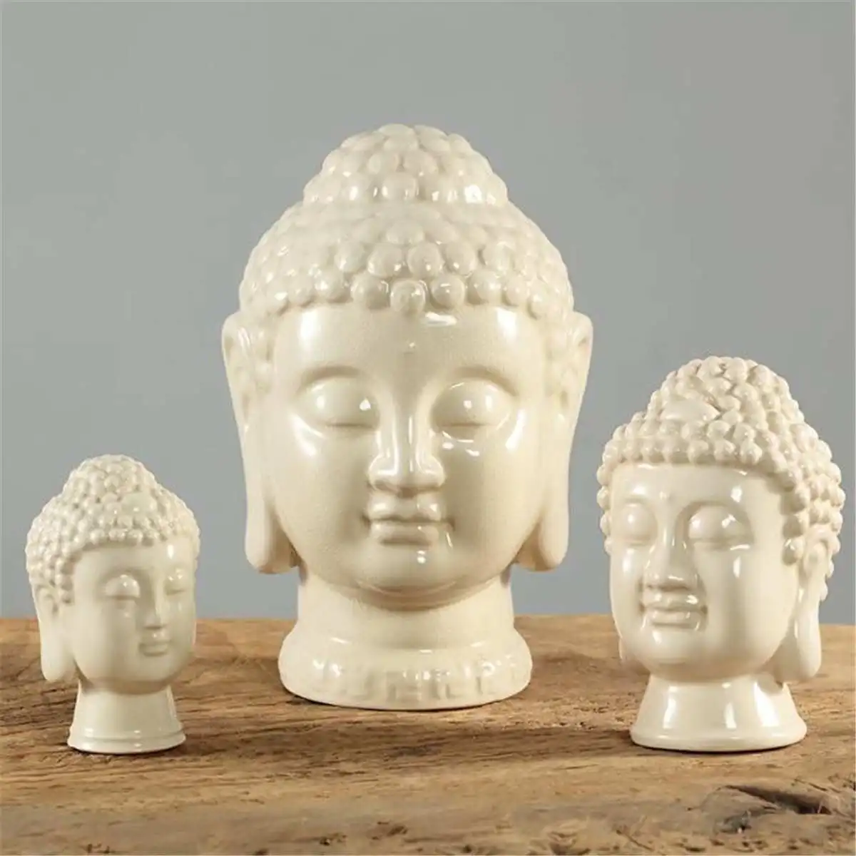 

New Ceramic Buddha Head Sculpture Buddha Head Statue Sculptures Chrome Silver Buddhism Statue Ornament Home Decoration Crafts