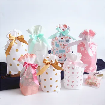 

150 x Multi Style Plastic OPP Packaging Bags Candy Bags With Ribbon Biscuit Flat Open Top Bags Favor Gifts Pouch 23.5x15x6cm