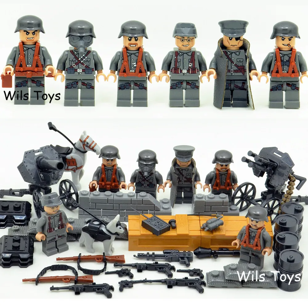 

6pcs German Army MILITARY Weapons SWAT Forces Navy Seals Team Soldiers Building Blocks Bricks Figures Gifts Toys Boys Children