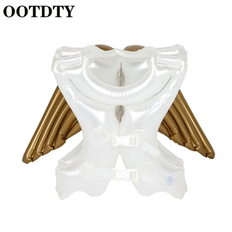 

OOTDTY Inflatable Kids Swimming RingAngel Wings Shape Swimsuit Baby Safety for Beach Pool Children swimsuit