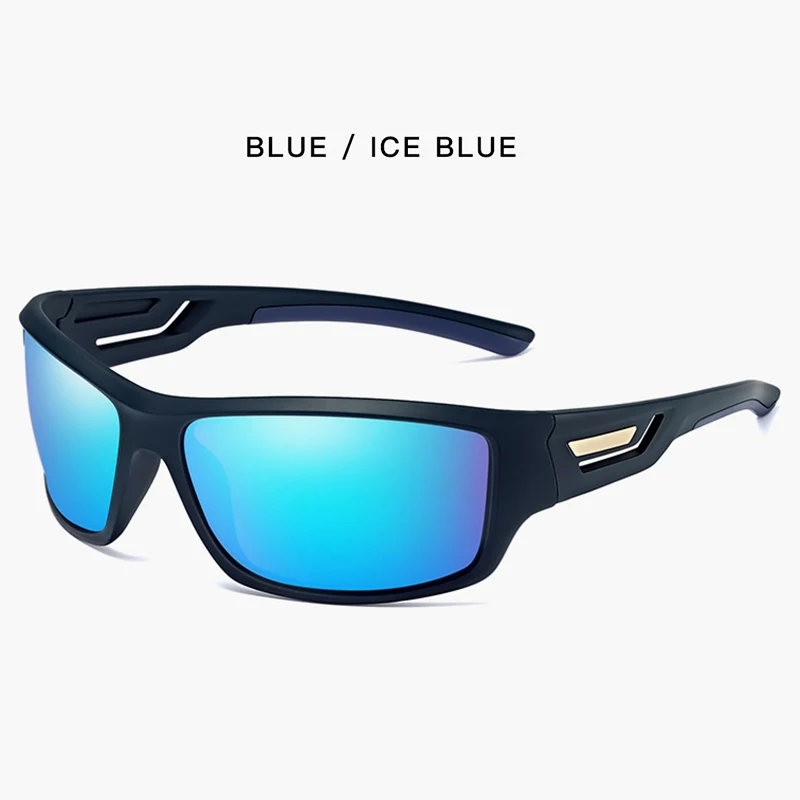 Модные ветрозащитные поляризационные солнцезащитные очки для мужчин, фирменный дизайн, мужские зеркальные солнцезащитные очки для путешествий, очки с защитой от ультрафиолета, мужские очки - Цвет линз: Bule-blue