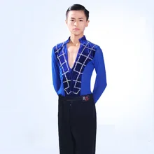 Мужской топ для латинских танцев для мальчиков, Детская рубашка для латины, ча/рума/Самба, для латины, для латинских танцев, для мальчиков, DNS1011