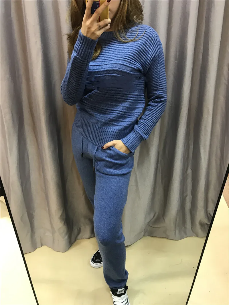 2022 Wool Time-limited New Knit 2 Piece Suit Long Sleeve Pullover Sweater Casual Feet Trousers Fashion Cashmere Two-piece Women germany warehouse portable power supply 2400w fossibot f2400with fast charger long lasting time cheap power provider