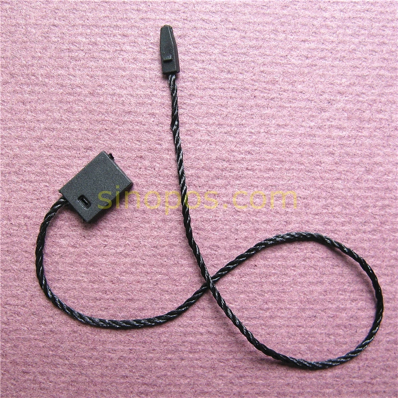 Economical Plastic Hang Tag Seal Strings, black white garment hangtag fasteners loop lock nylon cord square buckle label rope