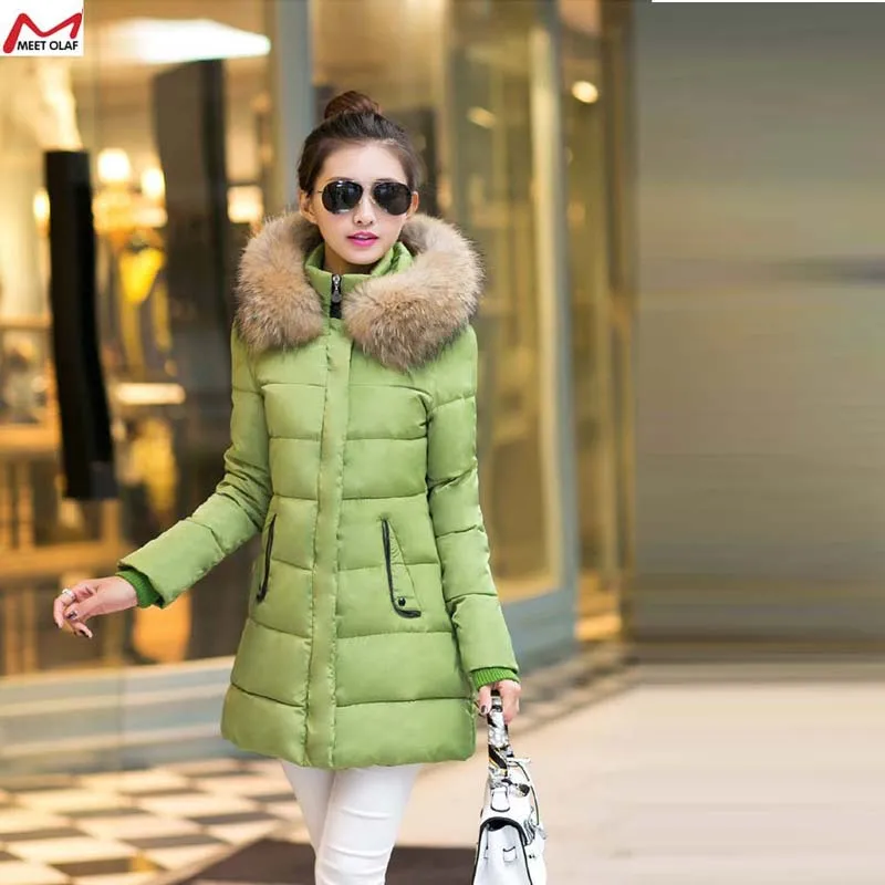 

New winter Korean Slim  long  down padded large size women's thick coat jacket free ship   YL1191