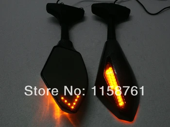 

Carbon Integrated LED Turn Signals RearView Racing Mirrors for Kawasaki Ninja 250R 500 EX ZX6R ZX7 ZX9 Free Shipping
