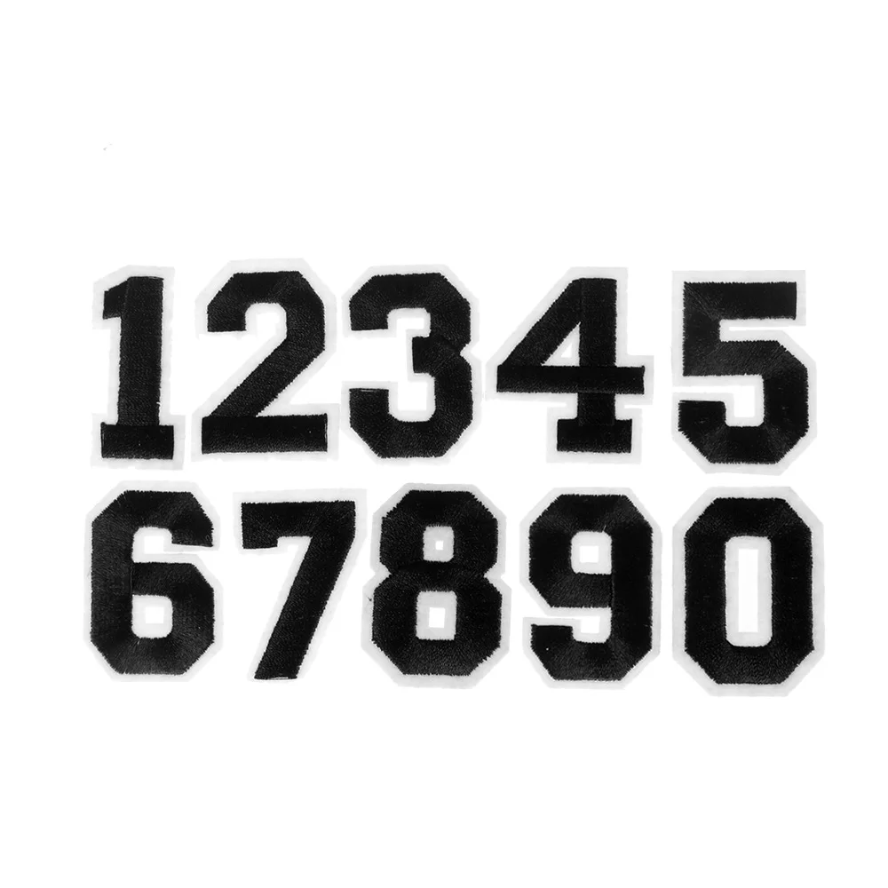 

New Number 0-9 Iron on Sewing Patch Figure Appliques Embroidered Black Fabric Apparel Crafts Iron On Patch Clothing