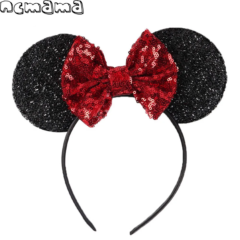 

Girls Cute Hairband Cartoon Mouse Ears Bling Sequin Bowknot Hair Loop for Children's Gift Kids Glitter Headband Hair Accessories