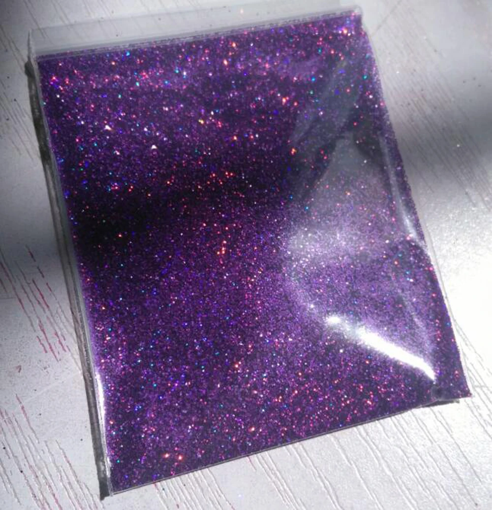 10g Holographic Glitter Dust Powder 0.2mm Nails Art DIY Tips UV Acrylic Decoration Colorful Laser Purple/Hot pink/Light peach
