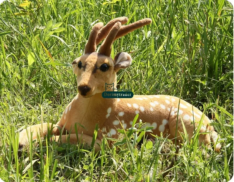 Dorimytrader 110cm Giant Soft Emulational Forest Animal Sika Deer Plush Toy Stuffed Lying Animal Deers Baby Present Decoration DY60626 (11)