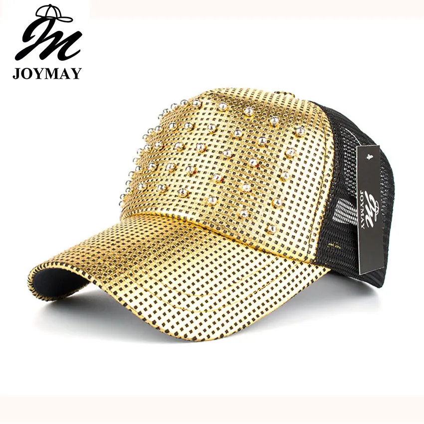 Prix pour Joymay printemps nouveau femmes métal couleur maille casquette de baseball avec perles pin up réglable loisirs mode casual snapback chapeau b428 Prix pour Joymay printemps nouveau femmes métal couleur maille casquette de baseball avec perles pin up réglable loisirs mode casual snapback chapeau b428