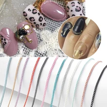 Металлические украшения для дизайна ногтей 3D, металлические цепочки из сплава, розовые и Черные Подвески, цепочки для маникюра, украшения для дизайна ногтей