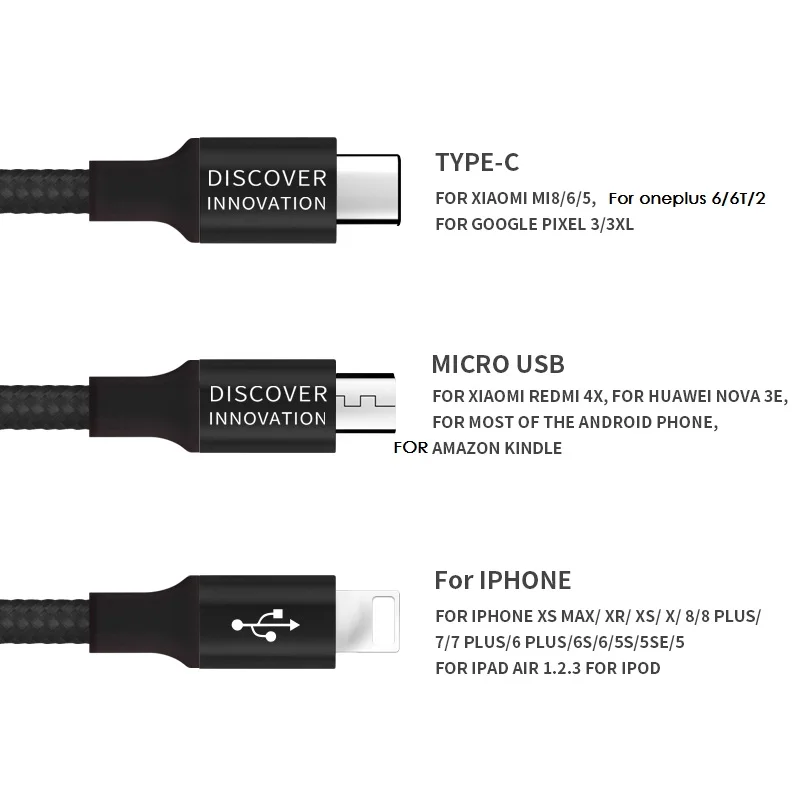 NILLKIN 3 в 1 USB кабель для мобильного телефона Micro usb type C зарядное устройство кабель для iPhone зарядный кабель зарядного устройства микро-usb