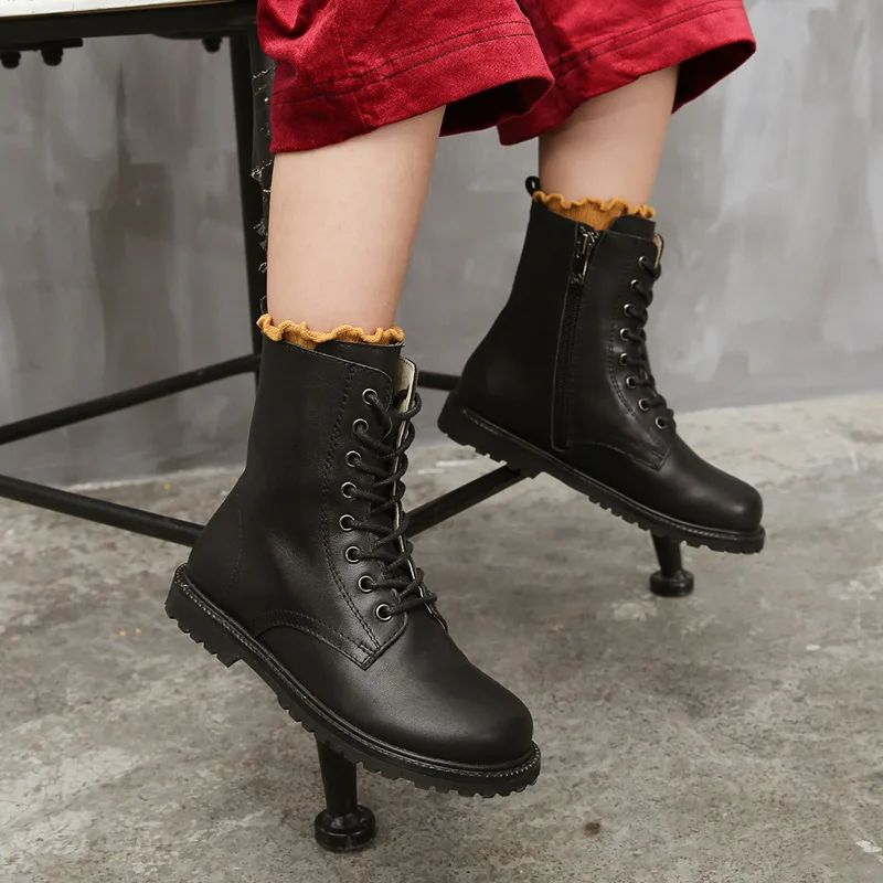 

Baby Children's Shoes Children's Boots Leather Boy Martin Boots Girls Snow Boots Autumn and Winter New Products