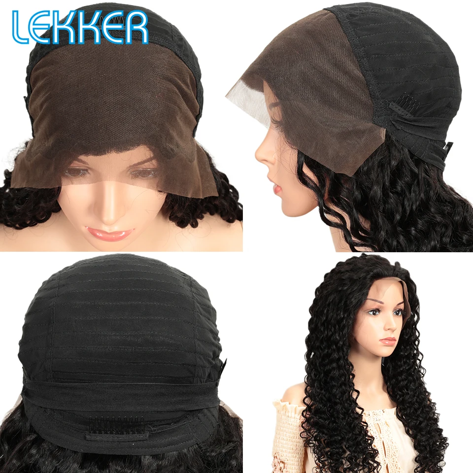 13X4 Free Customized Lace Frontal Human Hair Wigs For Women By Lekker Brazilian Deep Wave Remy Human Hair Bundles With Frontal