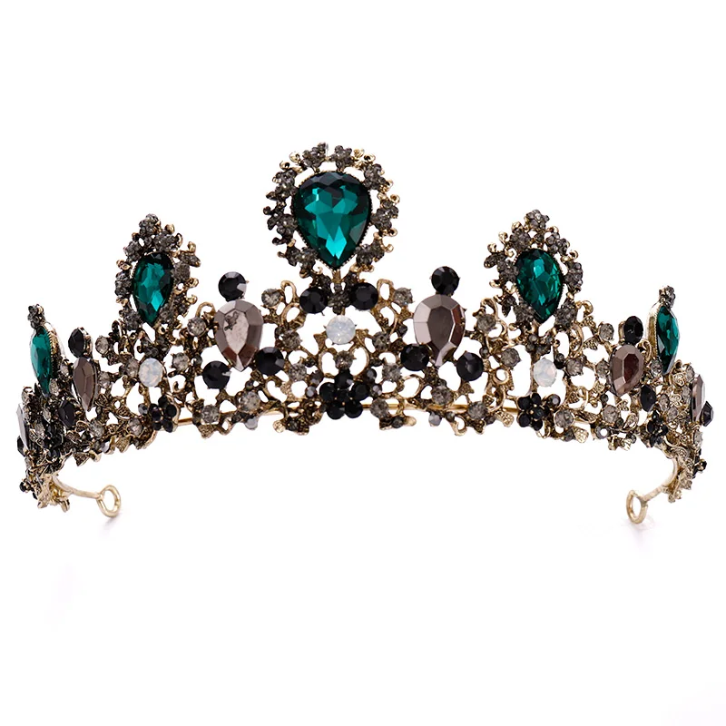 

2019 New New Baroque Black Rhinestone Crystal Beaded Headband Tiara Bride Crown Luxury Wedding Korean Hair Ornaments