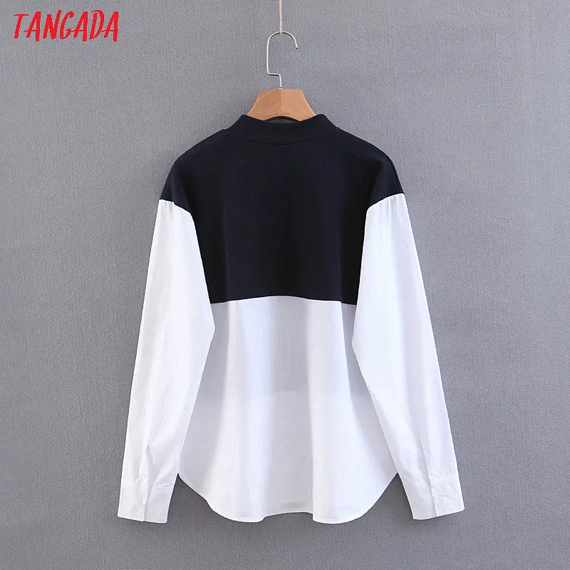 Tangada свитер рубашка два в одном комбинированный свитер теплый свитер белая рубашка базовый свитер SL78