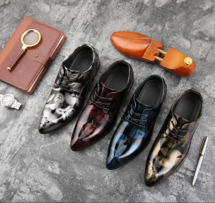 Patent Leather Oxford Shoes Men Dress Shoes Men Formal Shoes Pointed Toe Business Wedding Plus Size 48 Mix Colour Printed Shoes Patent Leather Oxford Shoes Men Dress Shoes Men Formal Shoes Pointed Toe Business Wedding Plus Size 48 Mix Colour Printed Shoes