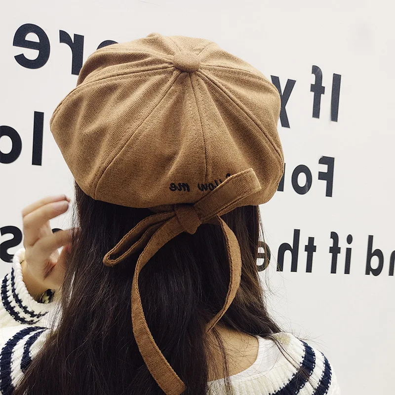 

New Retro Literature Octagon Hats Lady Casual Simple Caps Design Simple Pumpkin Hat Literary Student Cap Free Shipping Sale