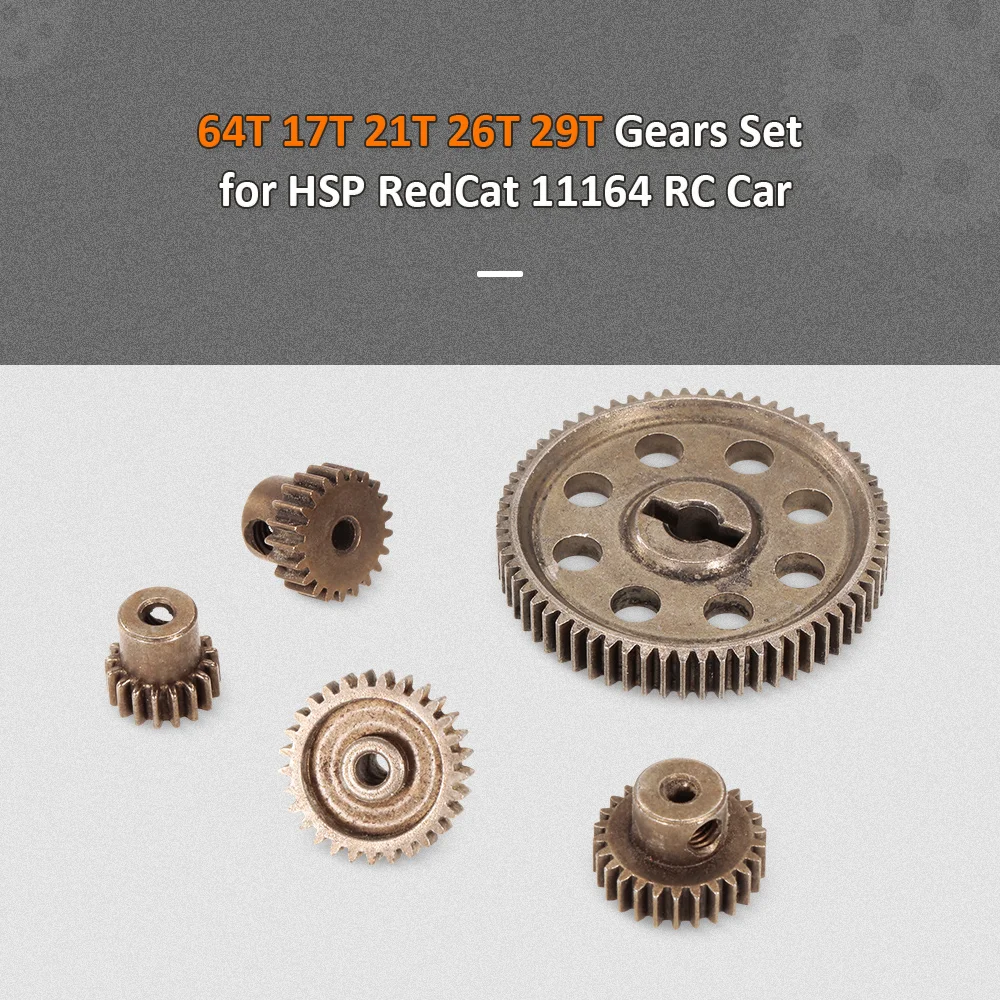 Diff Differential Main Metal Spur Gear 64T 17T 21T 26T 29T Motor Gear RC Part for HSP 110 RC Car Truck BRONTOSAURUS 94111 (7)