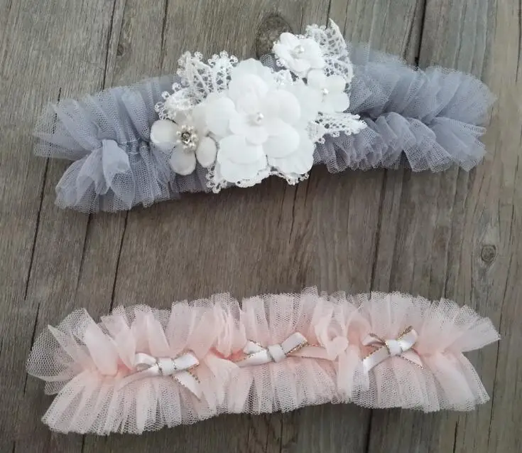 wedding garter Flower Pearl Garter Handmade Bowknot garter gatsby style plus size Elasticity garter