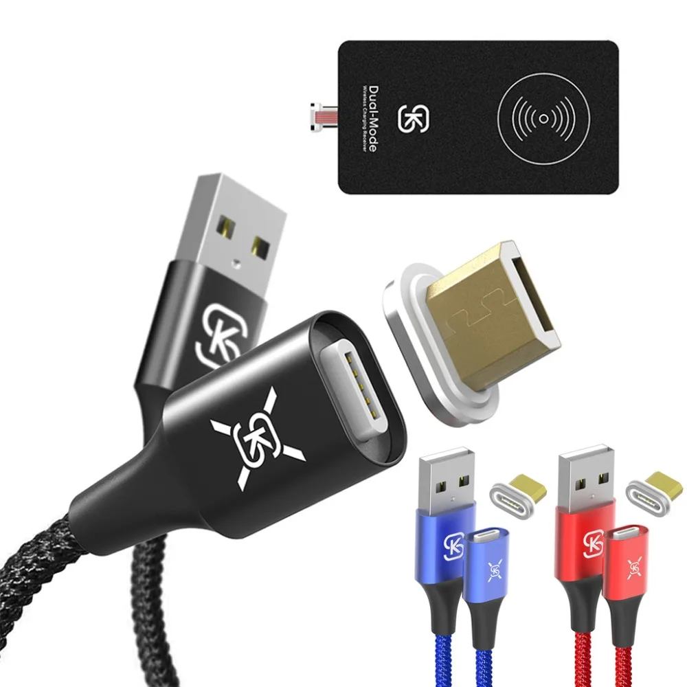

3in1 Dual Mode Type C Qi Wireless Charging Receiver&Magnetic USB Cable&Micro USB Connector Charger Kit for Samsung Huawei Xiaomi