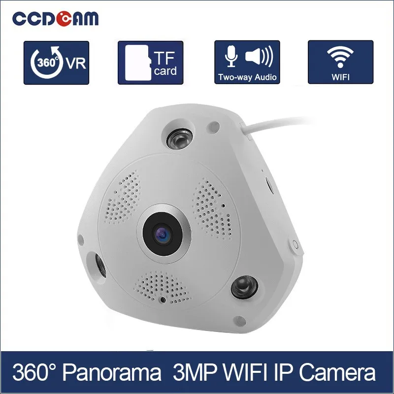 

Беспроводная панорамная IP-камера CCDCAM, 3 мп, 360 градусов, wi-fi, система видеонаблюдения для дома с двухсторонним аудио