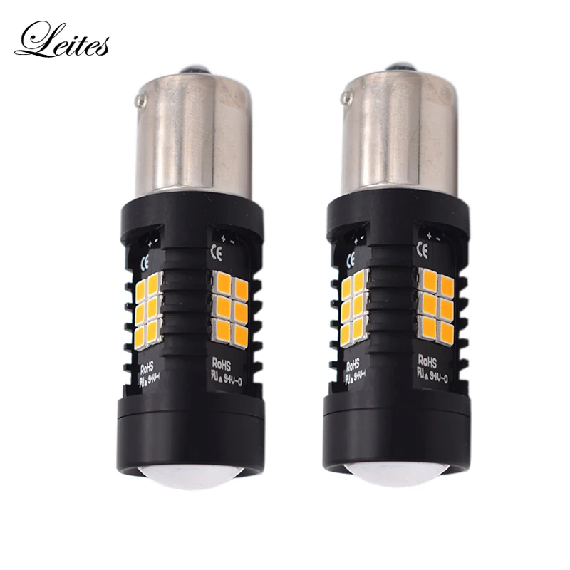 

2PCS 1156 BA15S P21W Amber LED Light Bulbs with Projector 2835 21SMD LED Light Backup Reverse Tail Turn Signal Brake Light