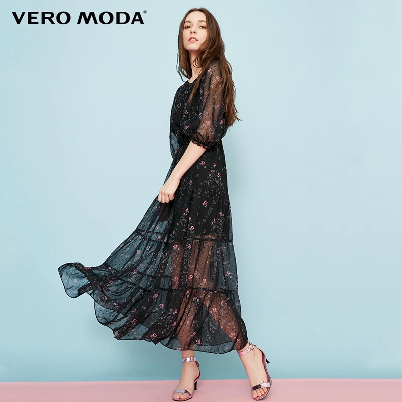 

Vero Moda Lace-up Neck 3/4 Sleeves Printed Dress | 31837C528