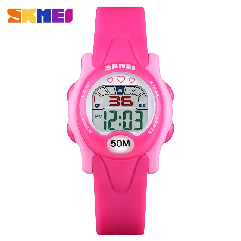 SKMEI 1478 модные детские цифровые наручные часы водонепроницаемые ударопрочные часы для мальчиков и девочек с подсветкой цифровые наручные часы - Цвет: Rose Red Watch