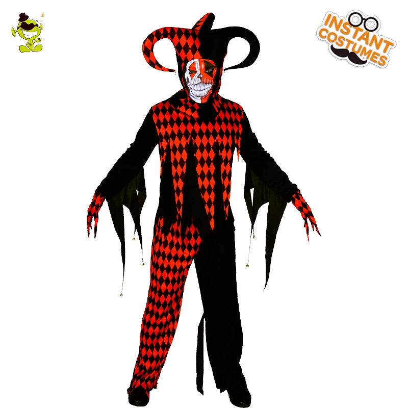 Мужские Костюмы Клоуна злой шут, Маскарад на Хэллоуин-вечеринку, страшный костюм клоуна, имитация, вечерние костюмы для косплея