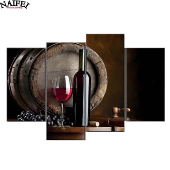 

4 Pieces diamond Painting cross stitch Wine and wine glasses,DIY Diamond Embroidery red wine for Living Room decor
