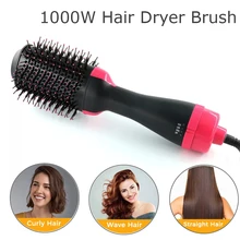 1000 Вт Профессиональный фен-щетка 2 в 1, выпрямитель для волос, гребень для завивки, электрический фен с гребнем, щетка для волос, роликовый стайлер