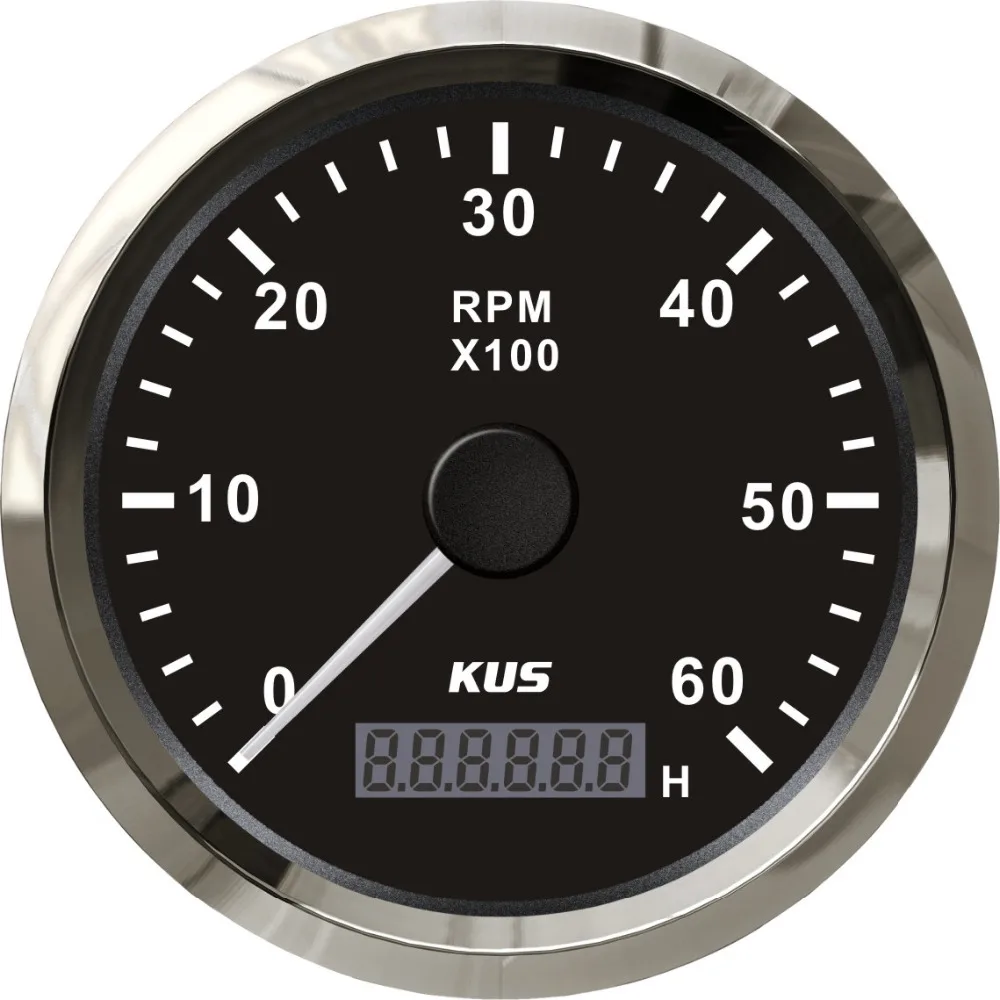 

High quality! 85mm Tachometer gauge tacho black faceplate stainless steel bezel boat car tachometer 0-6000rpm for diesel engine