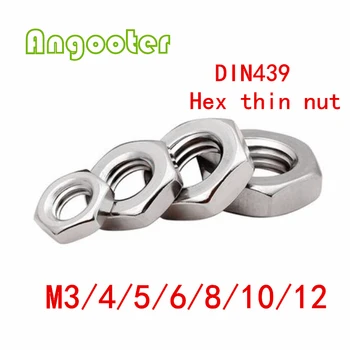

100PCS Metric thread DIN439 M2 M2.5 M3 M4 M5 M6 M8 M10 Stainless steel hex thin nuts/hexagon thin nuts