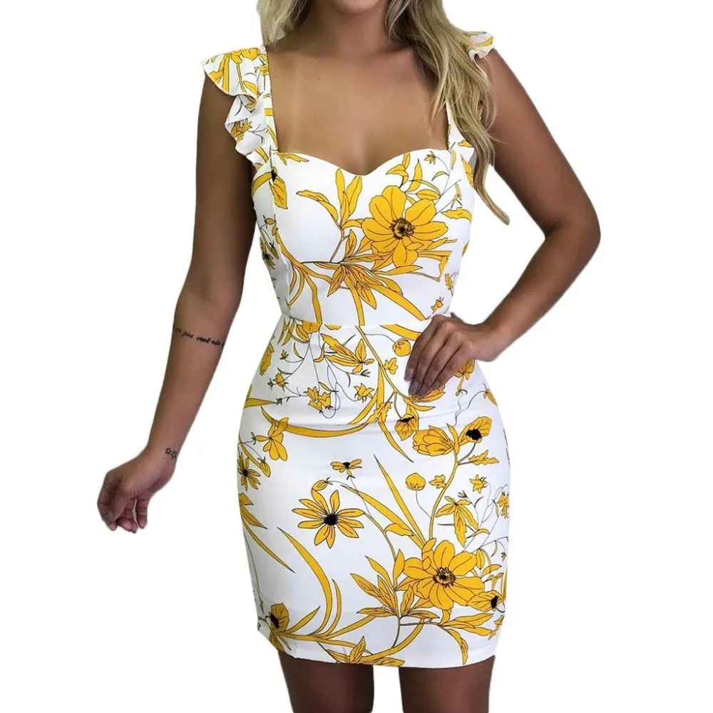Hot Sale Fashion 2019 Women Bohemian Printed Floral Dress Summer Party ...