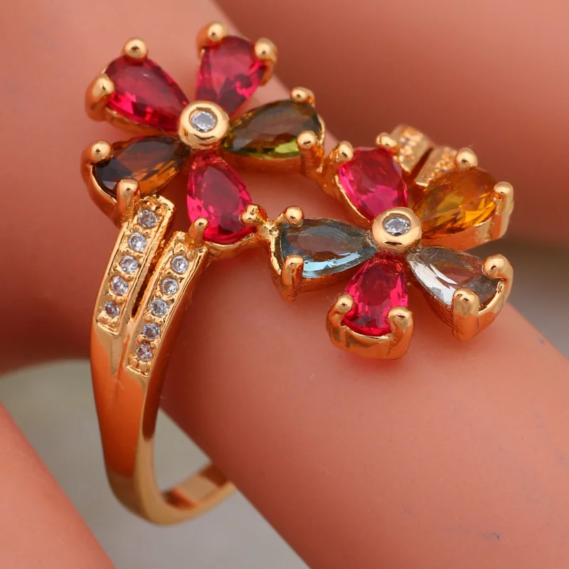 Женское кольцо с драгоценным камнем желтое золото размеры 6 7 8 9 R580|ring size|fashion rings for