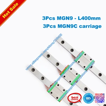 

Fast delivery 3Pcs MGN9- 400mm + 3pcs MGN9C standard block Linear guide&bearing BRH9 RAIL