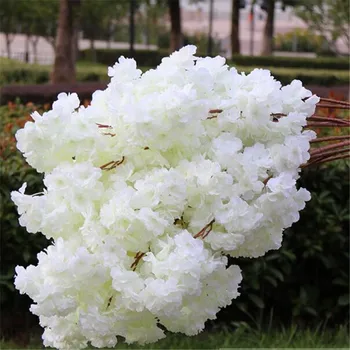 

Exellent Artificial Cherry Blossom Fake Flower Garland White Pink Red Purple Available 1 m length/pcs for Wedding DIY Decoration