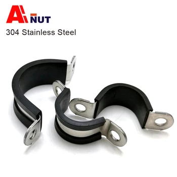 

6mm-100mm saddle clamp , 304 stainless steel Pipe Clamp with Rubber Lining , 20mm steel width