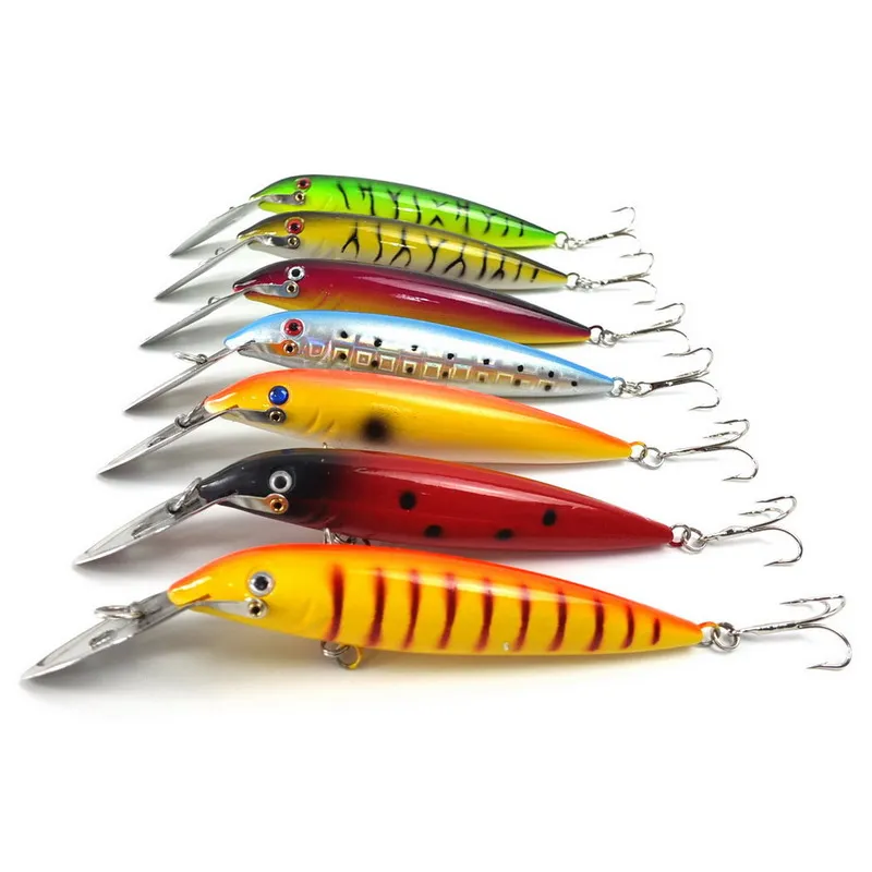  7pcs/lot 14cm 16.2g Metal Mouth Minow Fishing Lures Sinking Diving Swim Bait Hard Plastic 3d Fish E