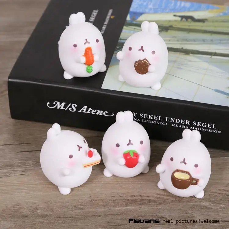 Kawaii Molang Кролик Мини ПВХ фигурки куклы модель детские игрушки милый подарок для детей 5 шт./компл